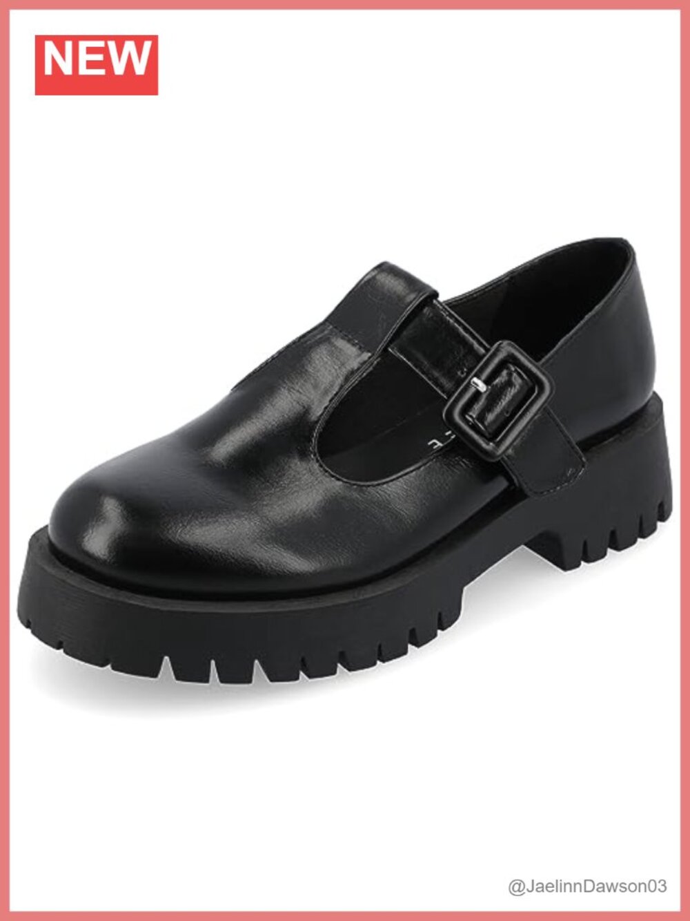 Vegan Leather Mary Jane Flats with Chunky Sole and Buckle Detail, Women's Shoes